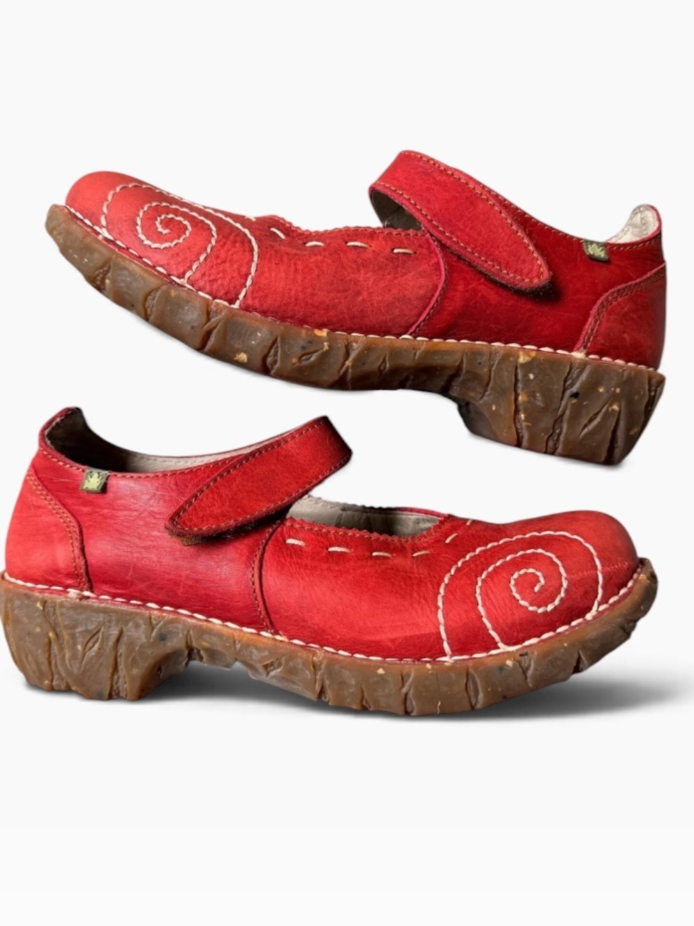 El Naturalista Yggdrasil N095 Red Leather Mary Jane Clogs Size 40